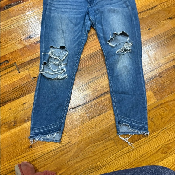Express Blue Skinny Jeans with Distressed Details - Picture 7 of 7